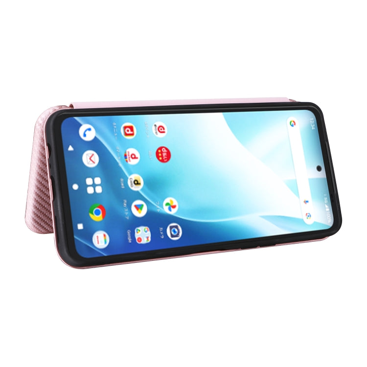 For Fujitsu Arrows F-51E We2 Plus Carbon Fiber Texture Flip Leather Phone Case
