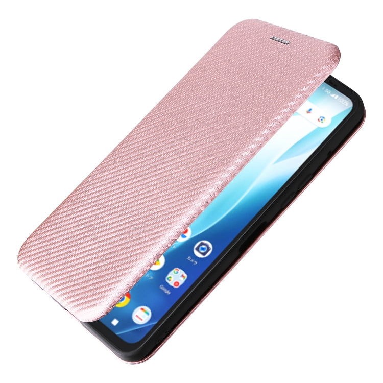 For Fujitsu Arrows F-51E We2 Plus Carbon Fiber Texture Flip Leather Phone Case