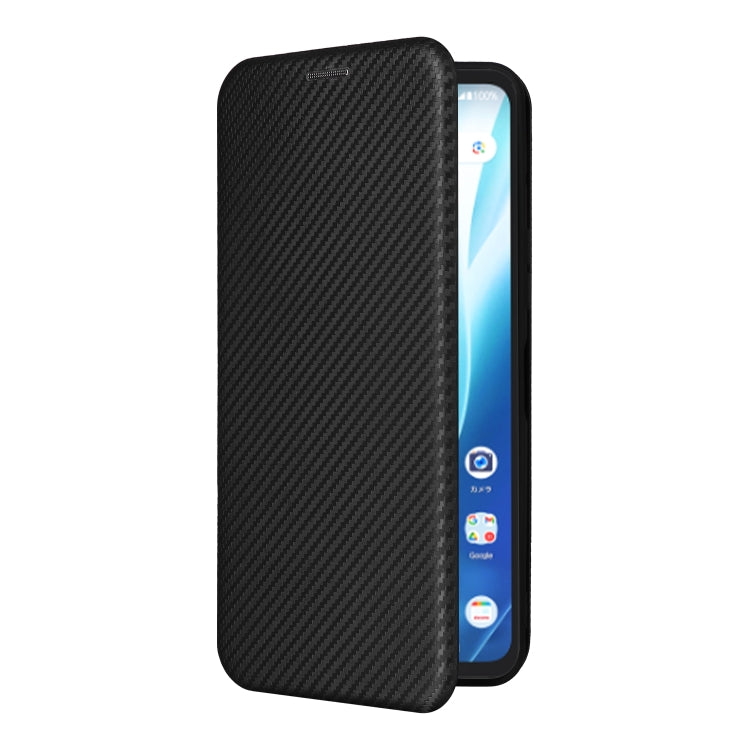 For Fujitsu Arrows F-51E We2 Plus Carbon Fiber Texture Flip Leather Phone Case