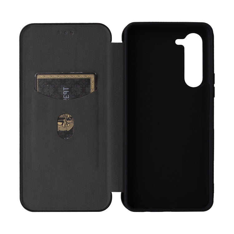 For Fujitsu Arrows F-51E We2 Plus Carbon Fiber Texture Flip Leather Phone Case