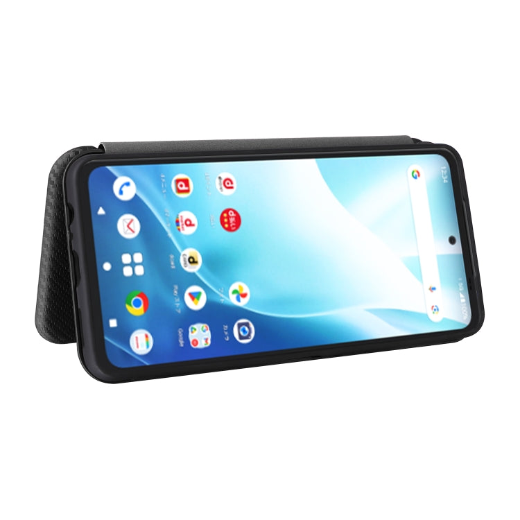 For Fujitsu Arrows F-51E We2 Plus Carbon Fiber Texture Flip Leather Phone Case