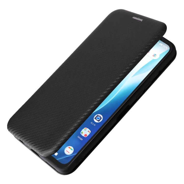 For Fujitsu Arrows F-51E We2 Plus Carbon Fiber Texture Flip Leather Phone Case
