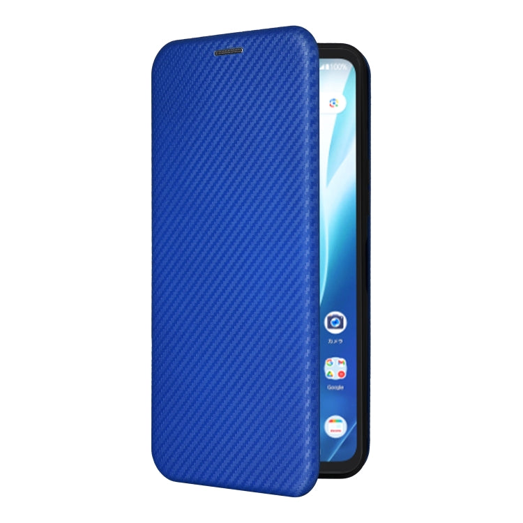 For Fujitsu Arrows F-51E We2 Plus Carbon Fiber Texture Flip Leather Phone Case