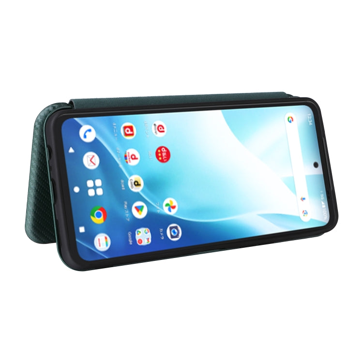 For Fujitsu Arrows F-51E We2 Plus Carbon Fiber Texture Flip Leather Phone Case
