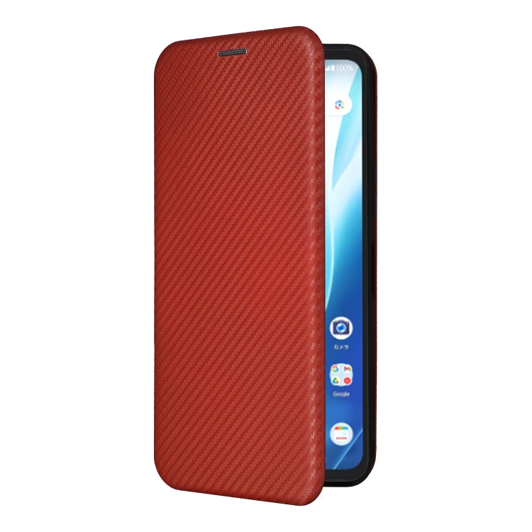 For Fujitsu Arrows F-51E We2 Plus Carbon Fiber Texture Flip Leather Phone Case