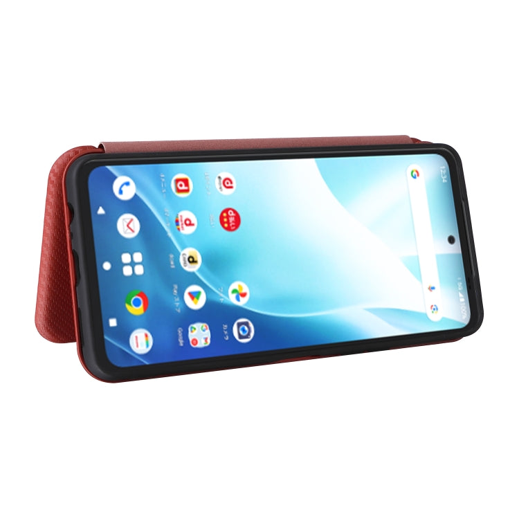 For Fujitsu Arrows F-51E We2 Plus Carbon Fiber Texture Flip Leather Phone Case