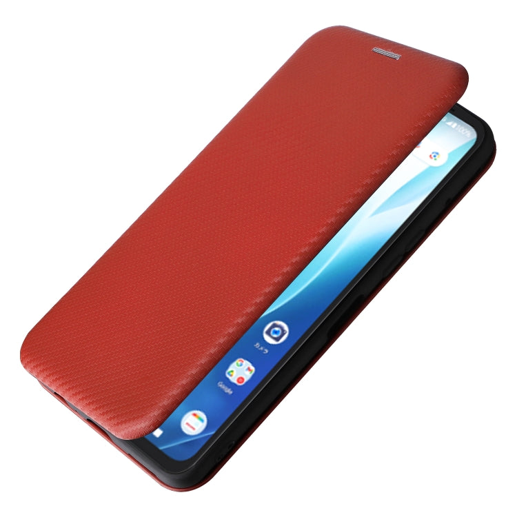 For Fujitsu Arrows F-51E We2 Plus Carbon Fiber Texture Flip Leather Phone Case