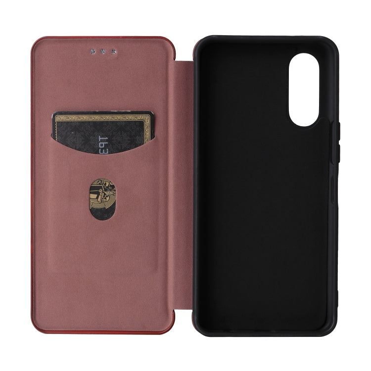 For Fujitsu Arrows F-52E We2 Carbon Fiber Texture Flip Leather Phone Case