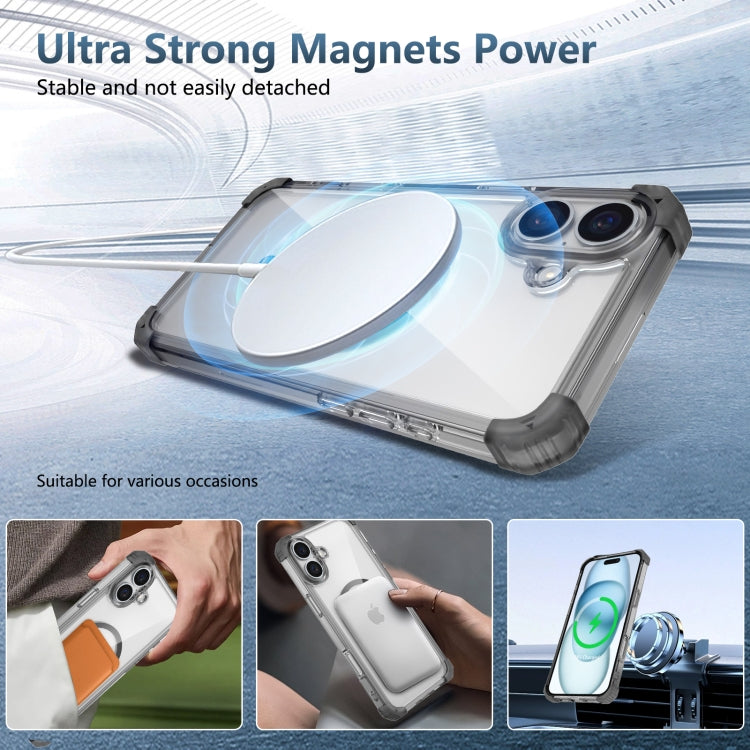 For iPhone 16 Transparent MagSafe Magnetic Phone Case