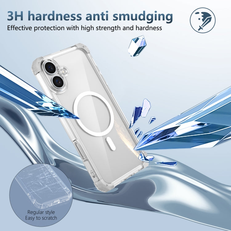 For iPhone 16 Transparent MagSafe Magnetic Phone Case
