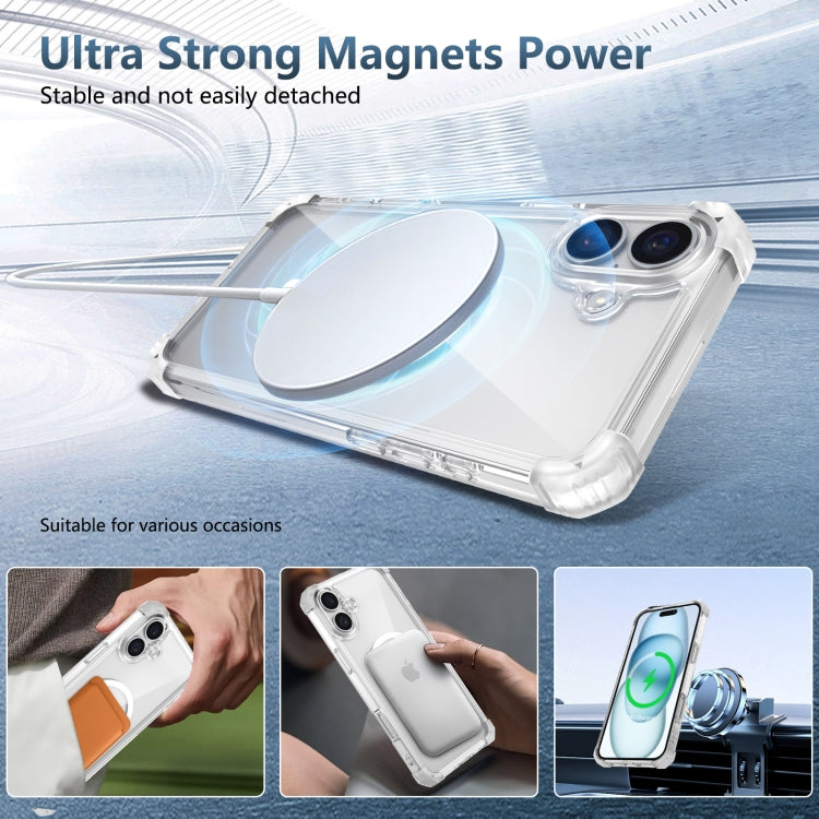 For iPhone 16 Transparent MagSafe Magnetic Phone Case