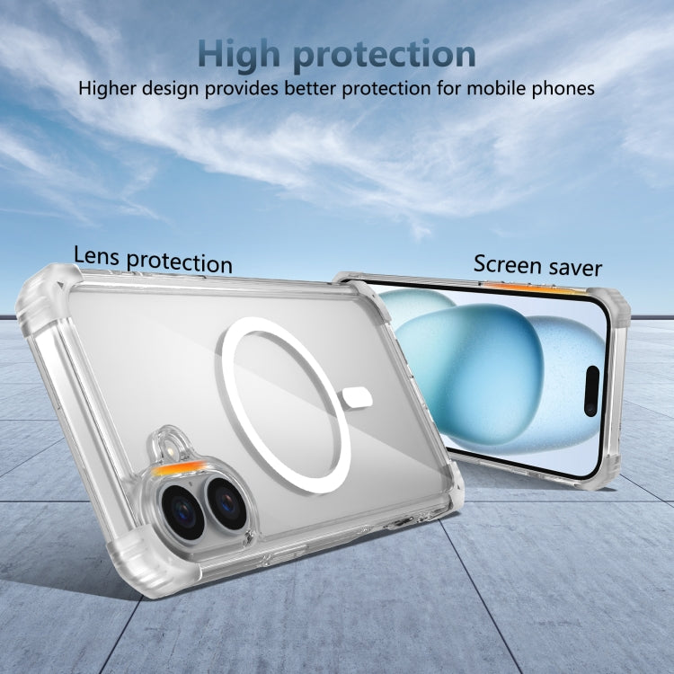 For iPhone 16 Transparent MagSafe Magnetic Phone Case