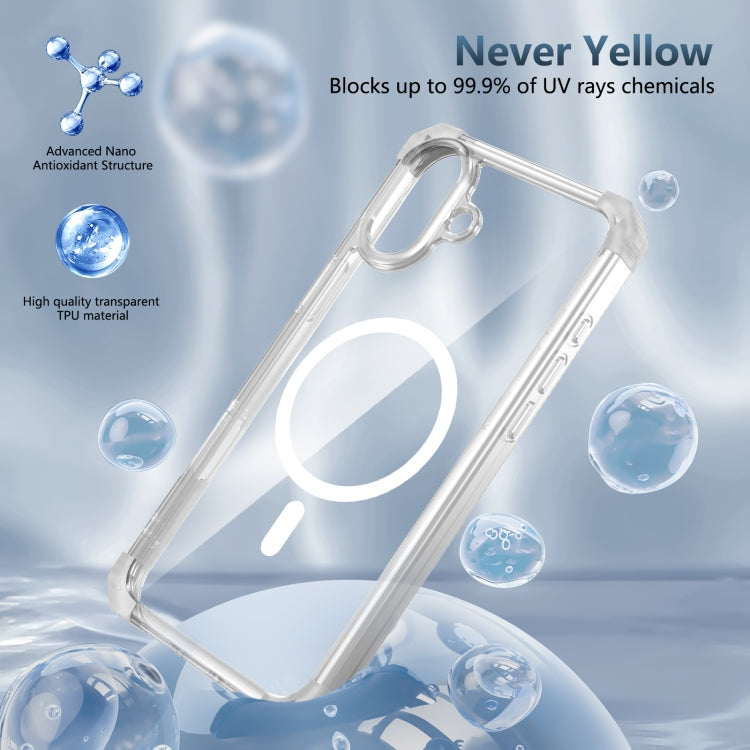 For iPhone 16 Plus Transparent MagSafe Magnetic Phone Case