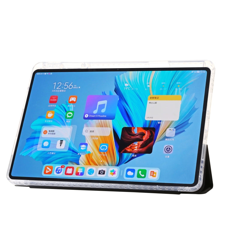 For Huawei MatePad 11.5S Clear Acrylic 3-Fold Leather Tablet Case