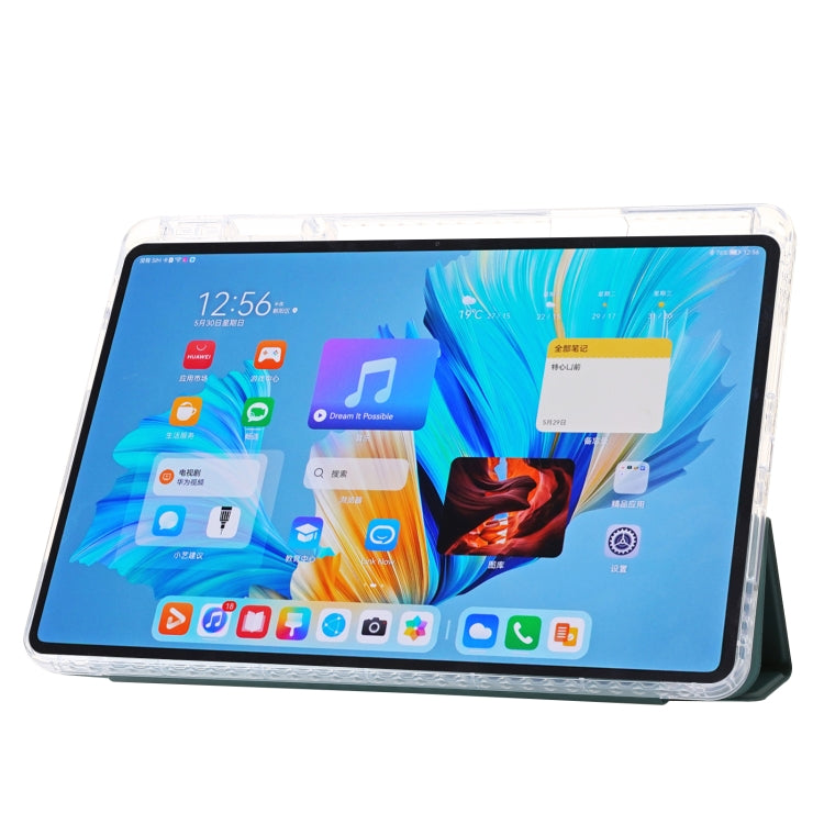 For Huawei MatePad 11.5S Clear Acrylic 3-Fold Leather Tablet Case