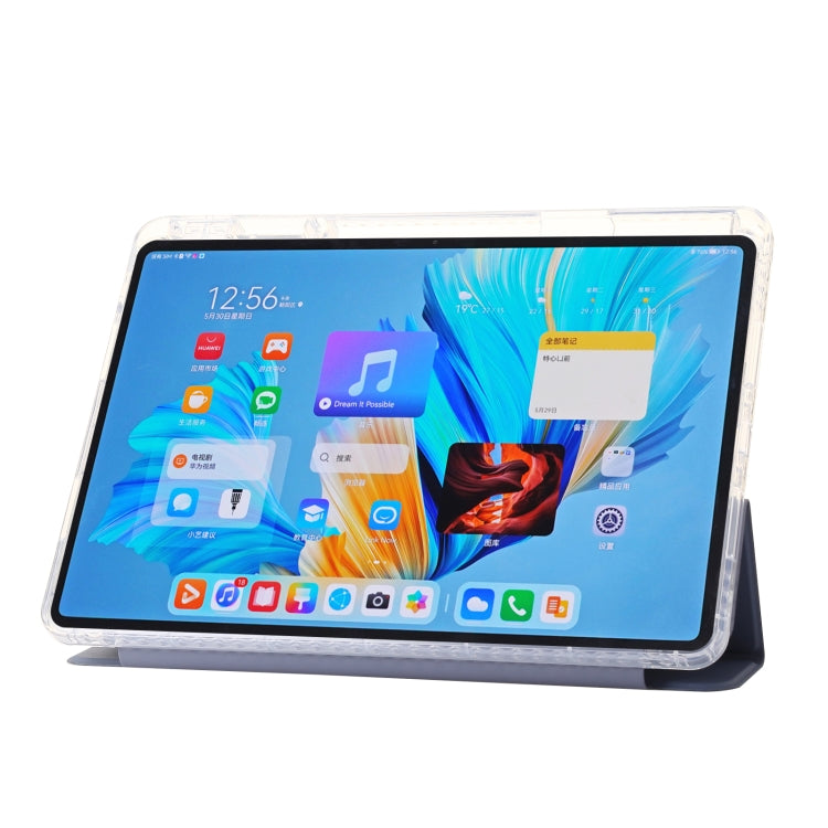 For Huawei MatePad 11.5S Clear Acrylic 3-Fold Leather Tablet Case