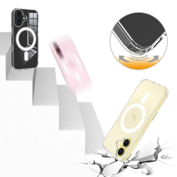 For iPhone 16 MagSafe Clear Acrylic PC Hybrid TPU Phone Case - Transparent