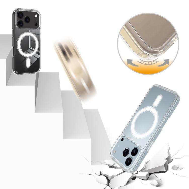 For iPhone 17 Pro Max MagSafe Clear Acrylic PC Hybrid TPU Phone Case - Transparent