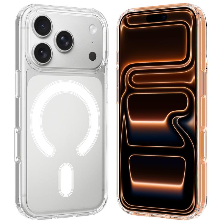 For iPhone 17 Pro C-type MagSafe Clear Acrylic PC Hybrid TPU Phone Case - Transparent