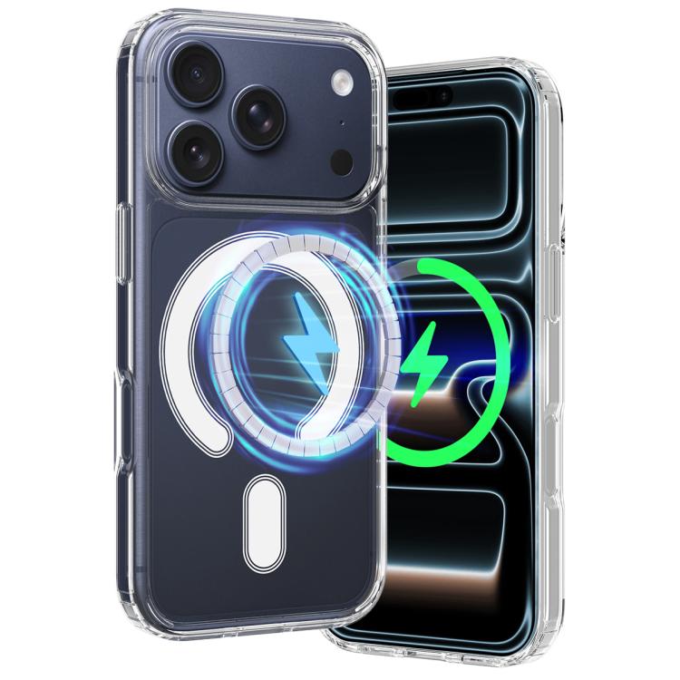For iPhone 17 Pro C-type MagSafe Clear Acrylic PC Hybrid TPU Phone Case - Transparent
