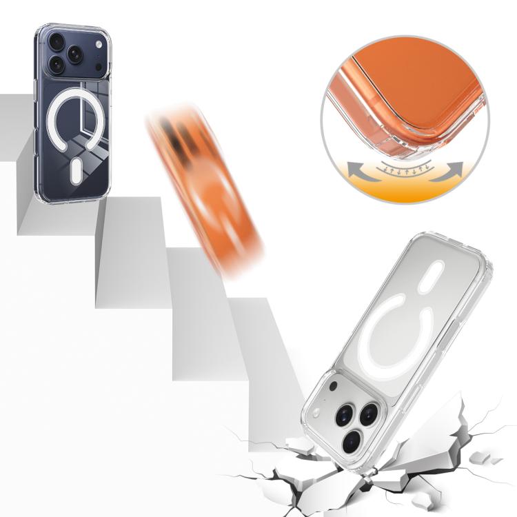 For iPhone 17 Pro C-type MagSafe Clear Acrylic PC Hybrid TPU Phone Case - Transparent