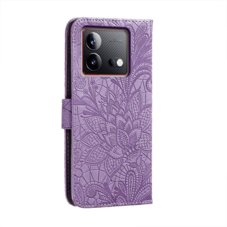 For vivo iQOO Neo8 Lace Flower Embossing Flip Leather Phone Case