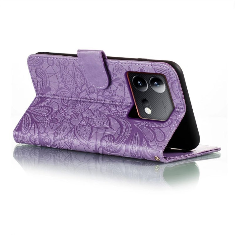 For vivo iQOO Neo8 Lace Flower Embossing Flip Leather Phone Case