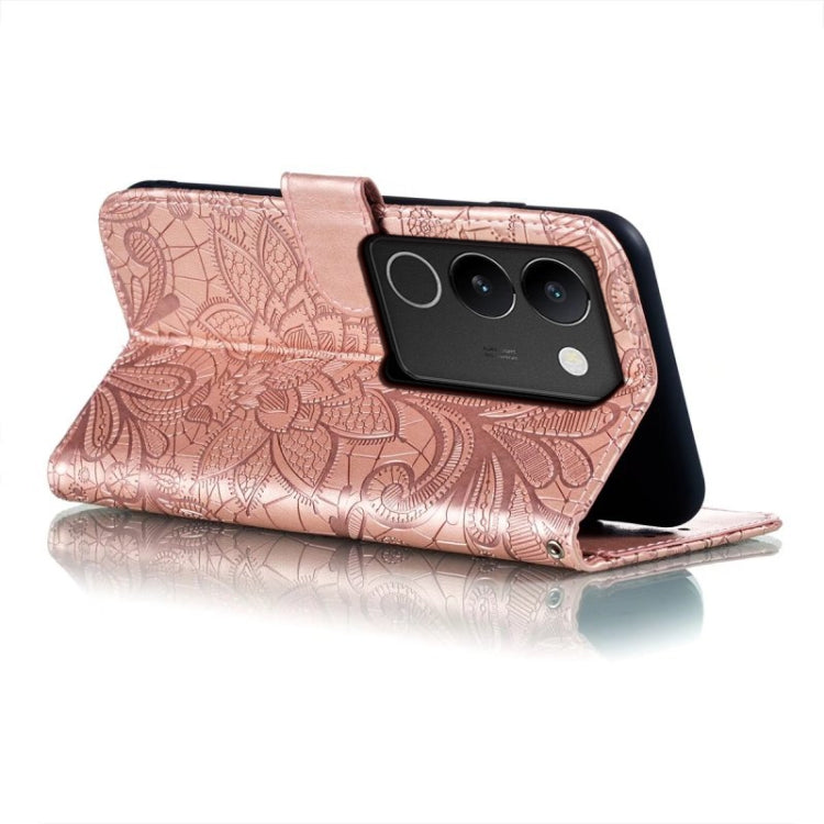 For vivo S17 Lace Flower Embossing Flip Leather Phone Case