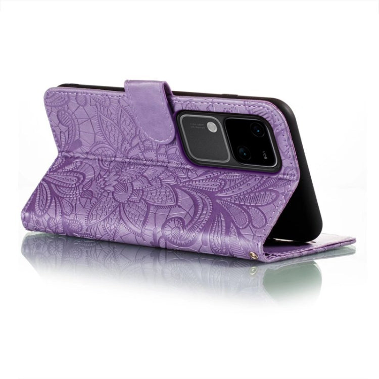 For vivo S18 Lace Flower Embossing Flip Leather Phone Case