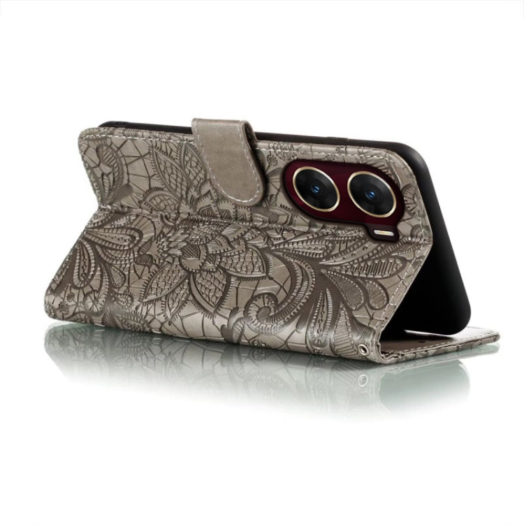 For vivo V29E Lace Flower Embossing Flip Leather Phone Case