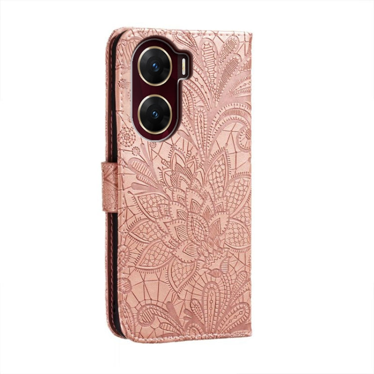 For vivo V29E Lace Flower Embossing Flip Leather Phone Case