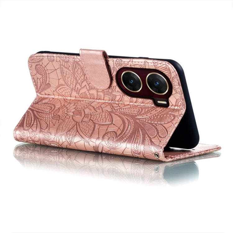 For vivo V29E Lace Flower Embossing Flip Leather Phone Case
