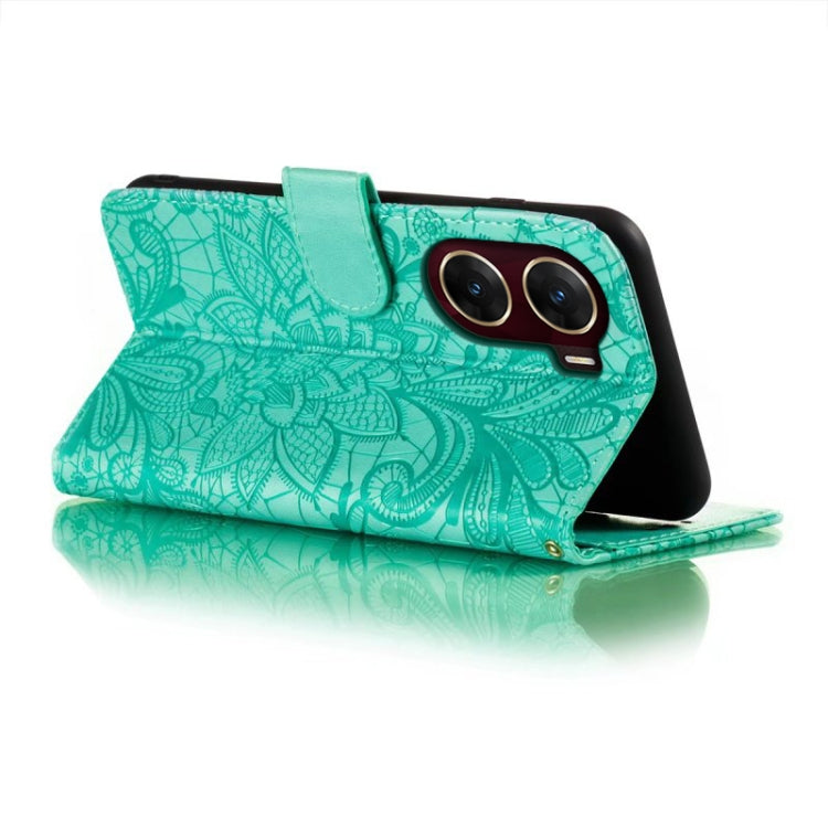 For vivo V29E Lace Flower Embossing Flip Leather Phone Case