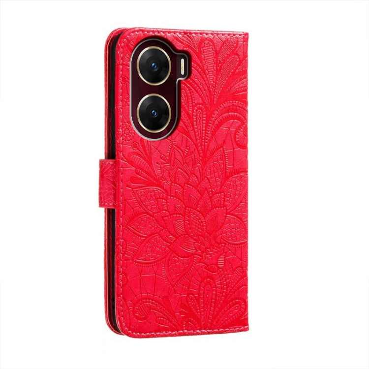 For vivo V29E Lace Flower Embossing Flip Leather Phone Case