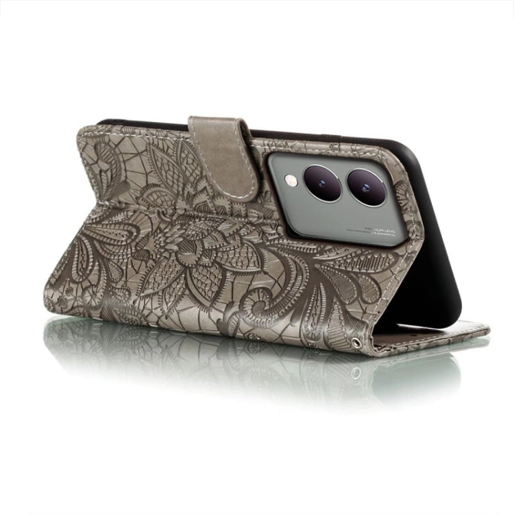 For vivo Y17S Lace Flower Embossing Flip Leather Phone Case