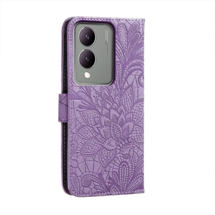 For vivo Y17S Lace Flower Embossing Flip Leather Phone Case