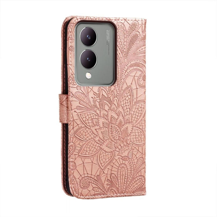 For vivo Y17S Lace Flower Embossing Flip Leather Phone Case