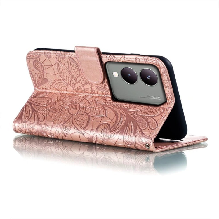 For vivo Y17S Lace Flower Embossing Flip Leather Phone Case