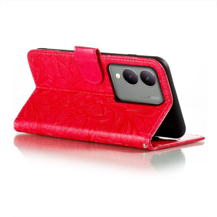For vivo Y17S Lace Flower Embossing Flip Leather Phone Case