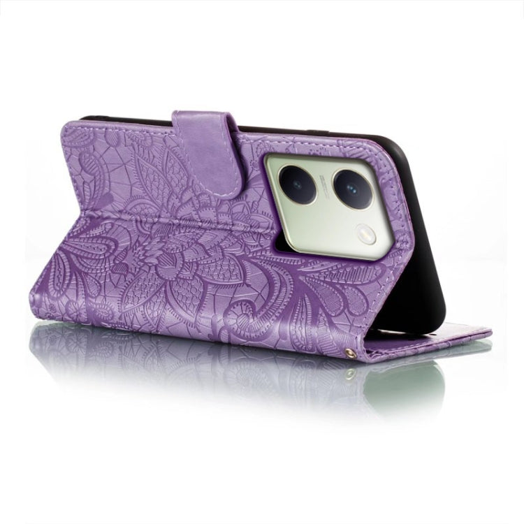 For vivo Y100 5G Lace Flower Embossing Flip Leather Phone Case