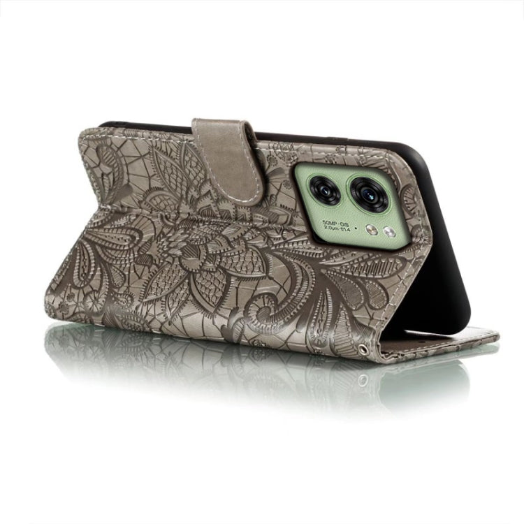 For Motorola Edge 40 Lace Flower Embossing Flip Leather Phone Case
