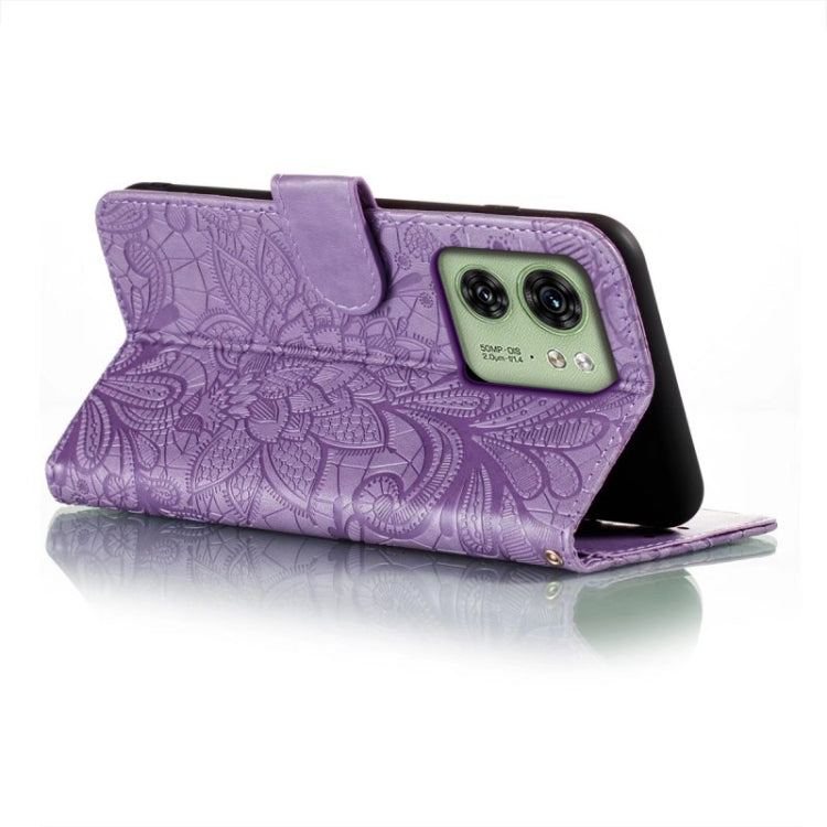 For Motorola Edge 40 Lace Flower Embossing Flip Leather Phone Case