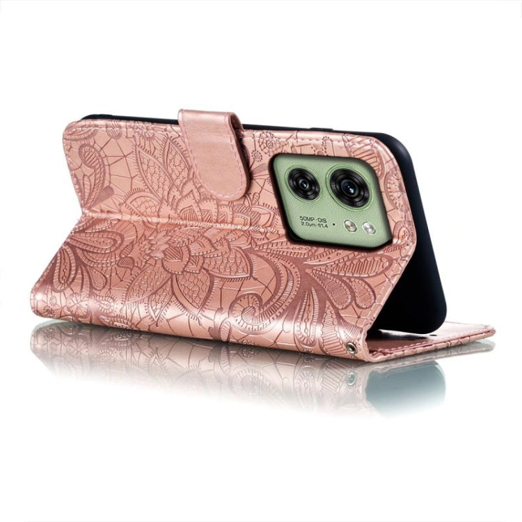 For Motorola Edge 40 Lace Flower Embossing Flip Leather Phone Case