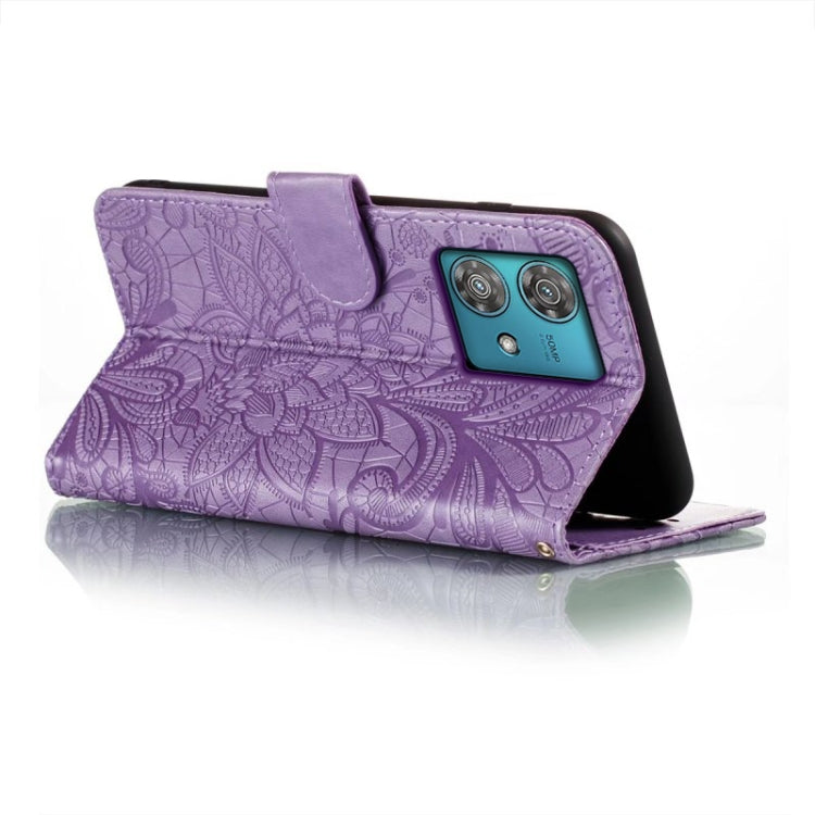 For Motorola  Edge 40 Neo Lace Flower Embossing Flip Leather Phone Case