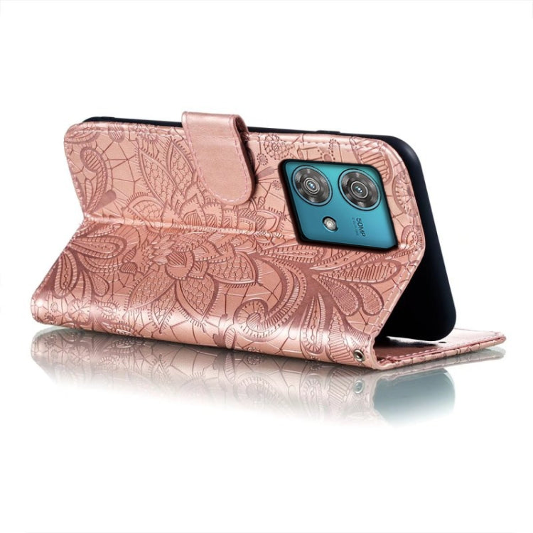 For Motorola  Edge 40 Neo Lace Flower Embossing Flip Leather Phone Case
