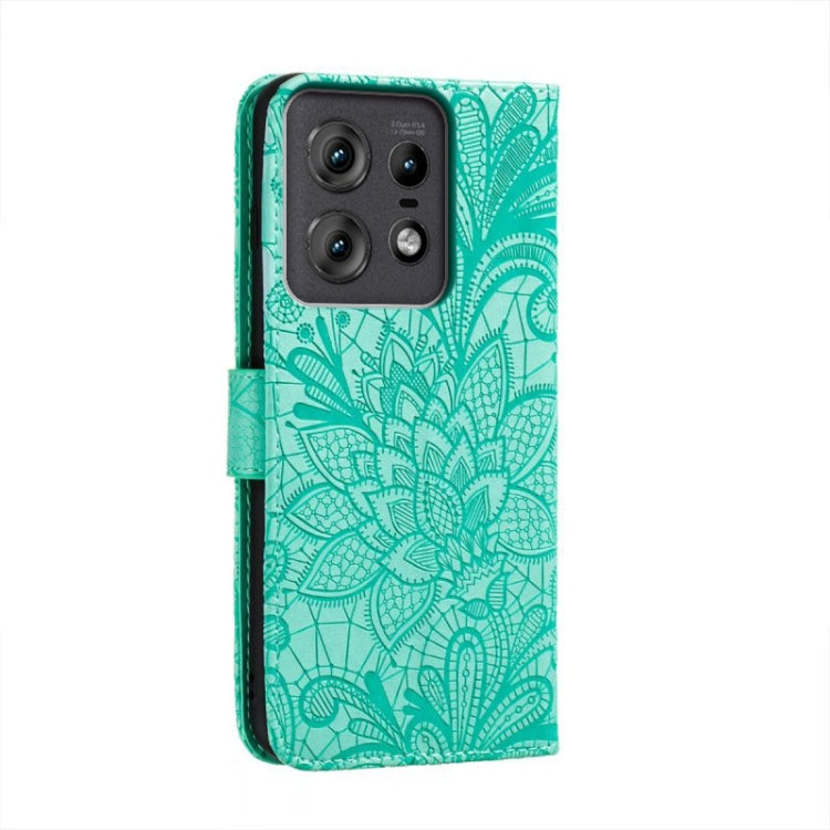 For Motorola Edge 50 Pro Lace Flower Embossing Flip Leather Phone Case