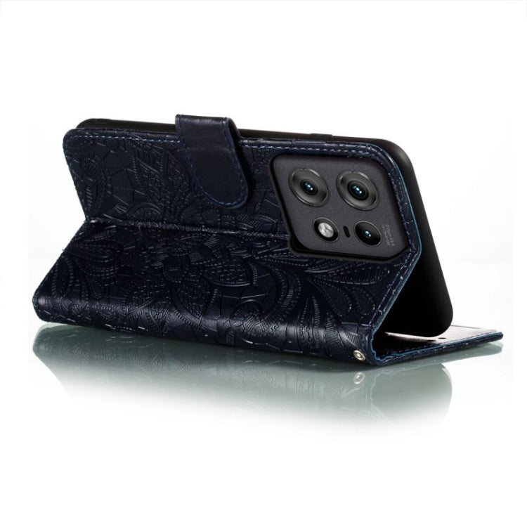 For Motorola Edge 50 Pro Lace Flower Embossing Flip Leather Phone Case