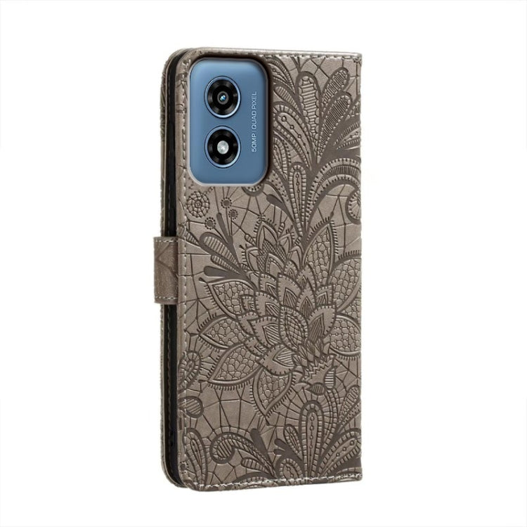 For Motorola Moto G Play 2024 Lace Flower Embossing Flip Leather Phone Case