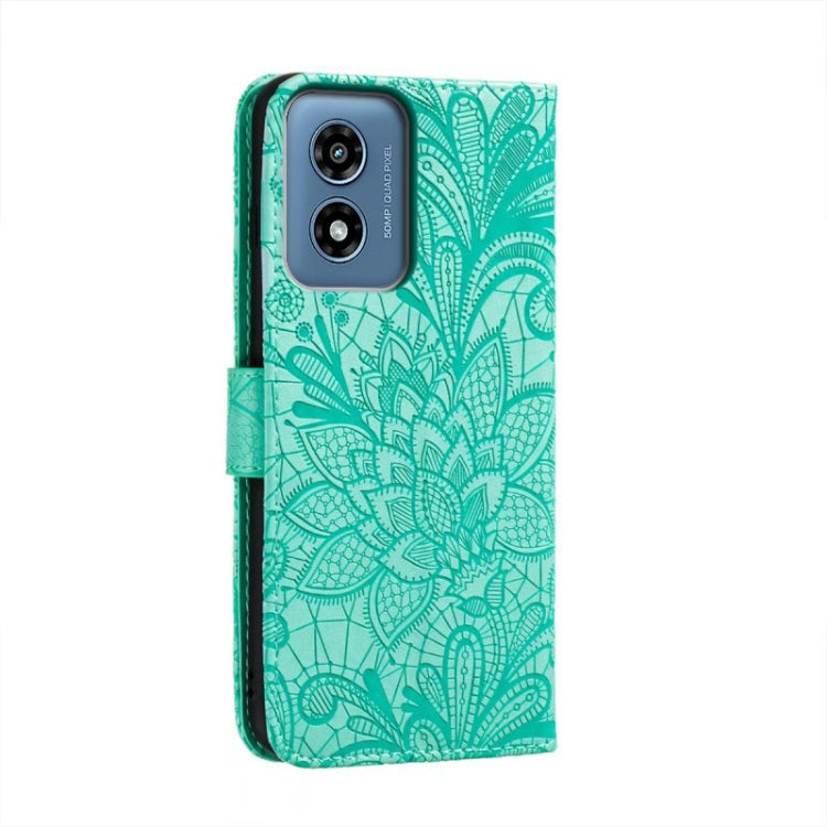 For Motorola Moto G Play 2024 Lace Flower Embossing Flip Leather Phone Case