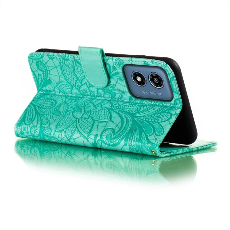 For Motorola Moto G Play 2024 Lace Flower Embossing Flip Leather Phone Case